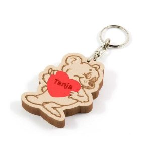 Medvedek obesek za ključe srček z imenom