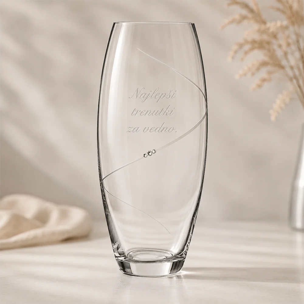 Vaza Silhueta s Swarovski kristali in personalizirano gravuro (30 cm)